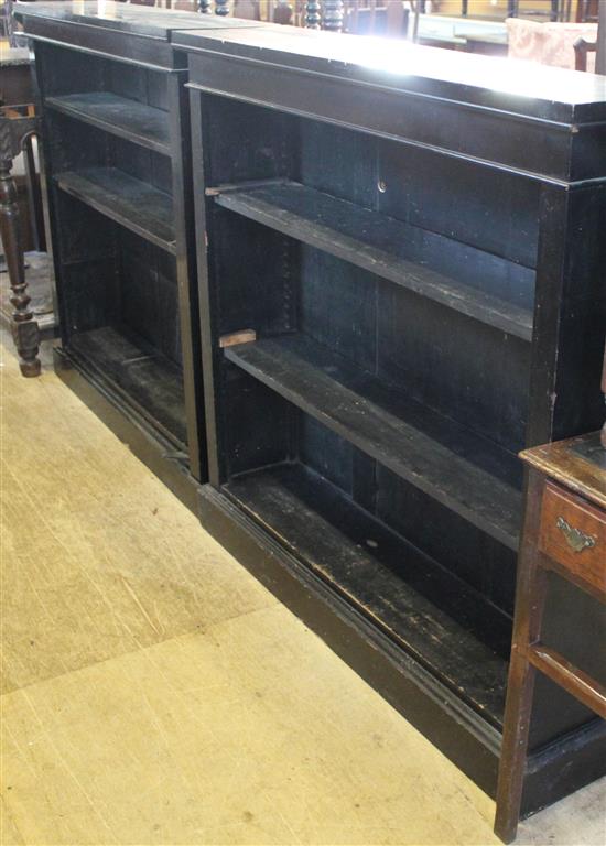 2 Late Victorian ebonised open bookcases